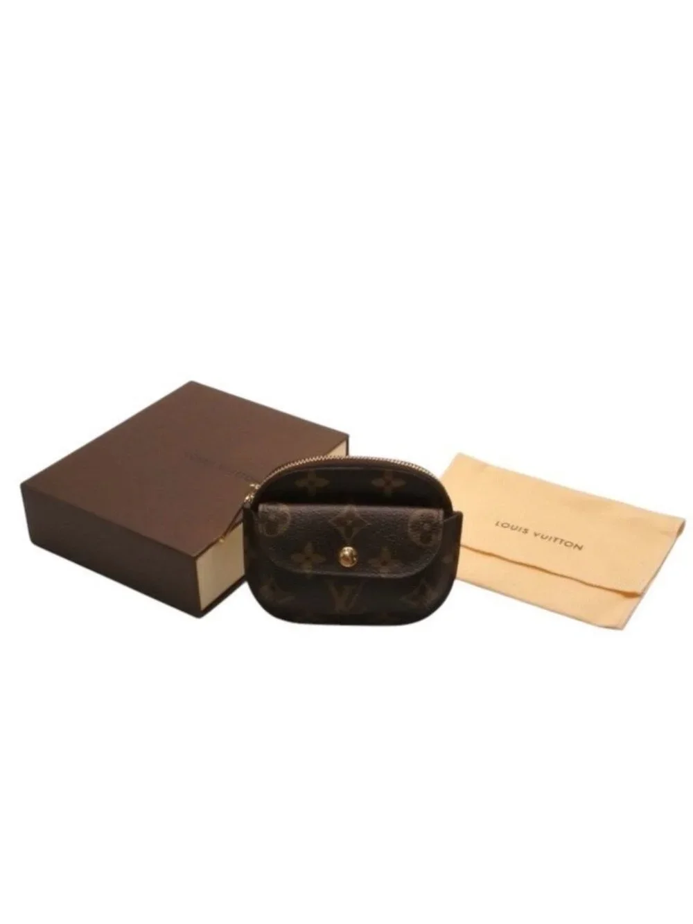 Louis Vuitton Porte Monnaie Ring Coin Purse Gold Brown